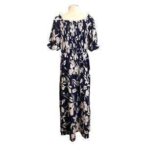 Floral Navy and Cream Maxi Dress Vacation Off The Shoulder Plus Size 20 NEW